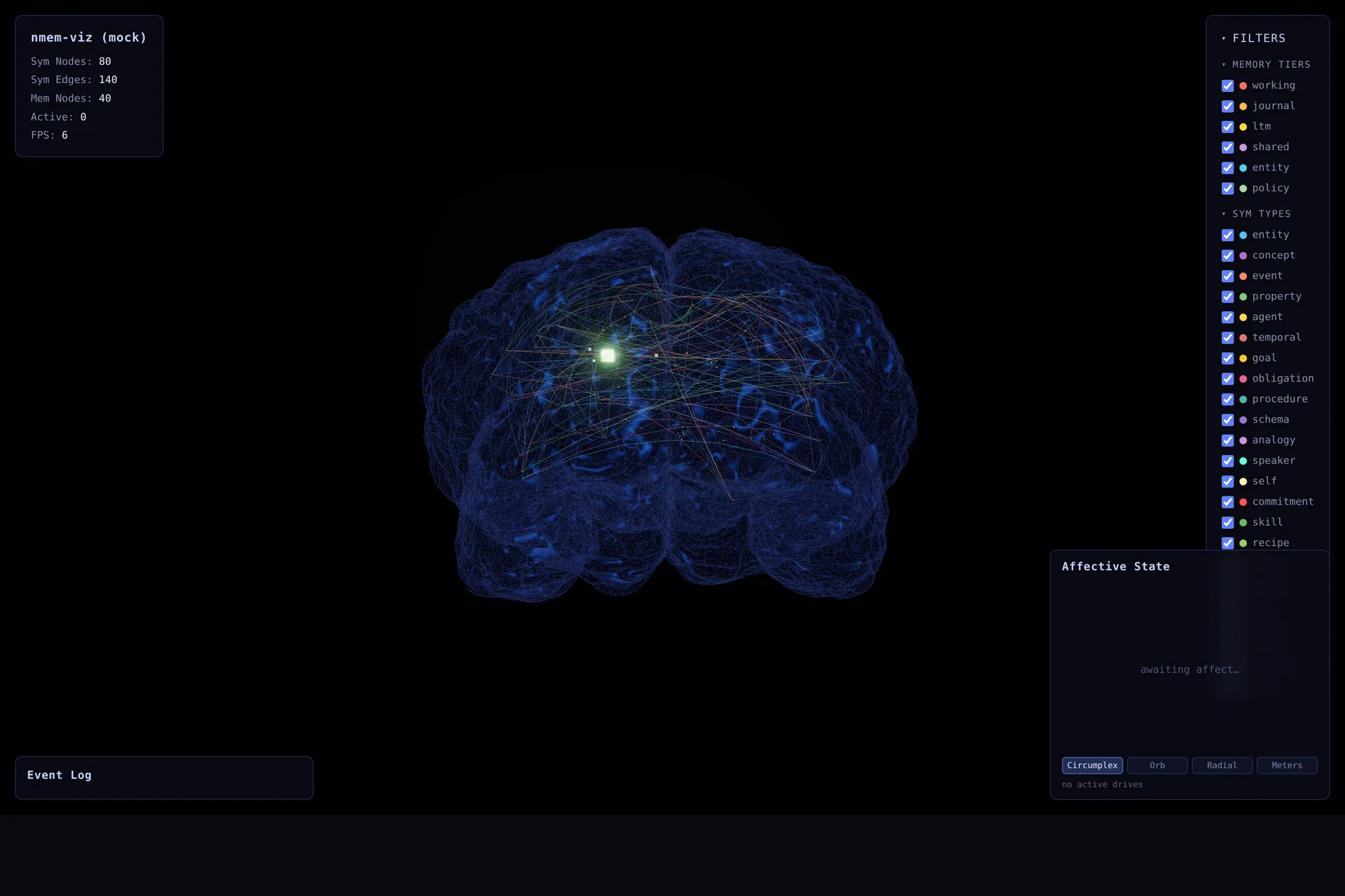 nmem-viz: a live 3D brain visualisation of the agent's memory graph and cognition